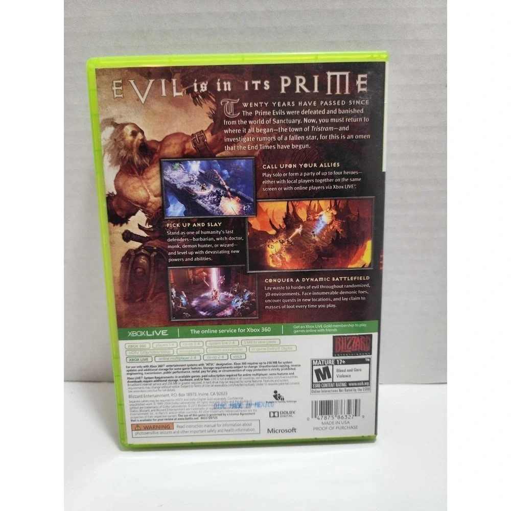 Diablo III - Microsoft Xbox 360 - Video Game - Complete w/ Manual - CIB - Tested